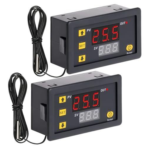 Vegena 2 stuks digitale temperatuurregelaar, W3230 LCD digitale thermostaat, digitaal lcd-display, temperatuurregeling, digitale thermostaat, temperatuurschakelaar, digitale temperatuurregelaar Dc 12 V 120 W