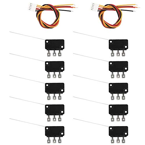 Nobrand 10-delige micro-eindschakelaar met lang scharnier 3-polige mini-micro-eindschakelaar voor elektronische schakelaars gameconsole-toetsen.