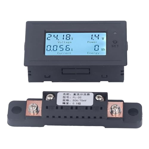 Orenic Batterijmonitor, DC6‑200V DC50 LCD-scherm Digitale Stroomspanningsmeter, Batterijmonitor Met Shunt, Stroomomleider DC-ampèremeter, Multifunctionele Batterijspanningsmeter