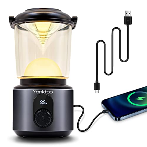 Yonktoo Campinglamp, oplaadbaar: USB C 10400 mAh accu, campinglampen met rood licht & lcd-scherm, aluminium behuizing, campinglicht, IPX5 waterdicht, campinglamp voor wandelen, vissen, voor