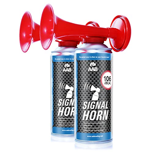 AABCOOLING AAB 2X Signal Horn 106 dB(A)-Tot 120 signalen, Sirene, voetbalfanartikel met niet-brandbaar gas, Persluchthoorn, Luchthoorn Pomp, Europees kampioenschap voetbal 2024 Boot, Luchtdrukfanfare, Hoorn