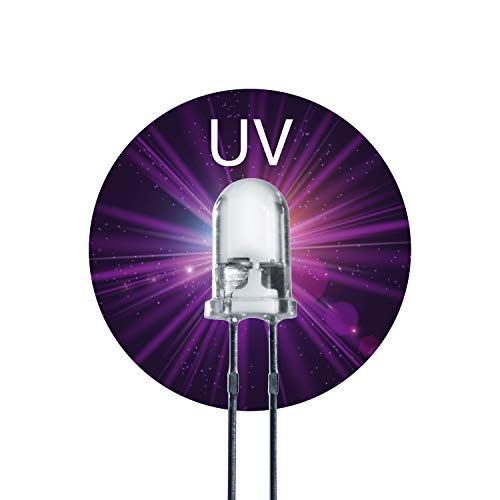 Lumetheus LED 5mm kleur UV ultraviolet 20 stuks blacklight lichtdioden ca. 3V diode 2 pin LEDs behuizing helder