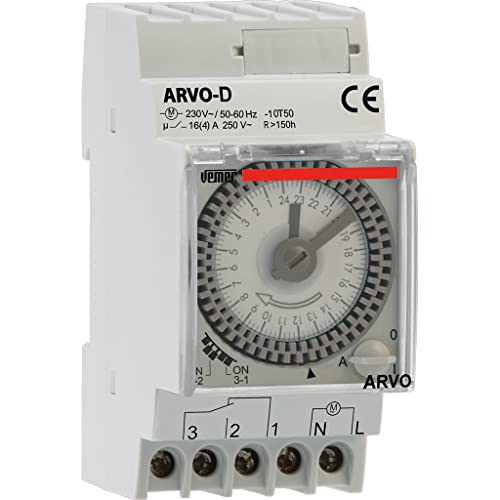 VEMER VP882500 elektromechanische timer Arvo-D Giornaliero Din, grijs