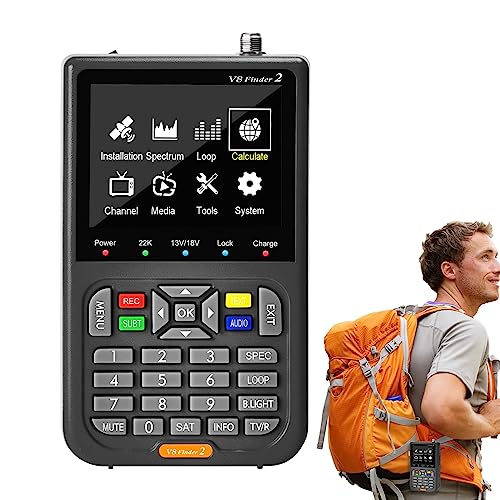 Memows V8 Finder2 Digitale satellietvinder met satellietherkenning, digitale satellietzoeker, signaalontvanger, decoder H.264 HD 3,5 inch LCD-satelliettester voor het instellen van de satellietschotel