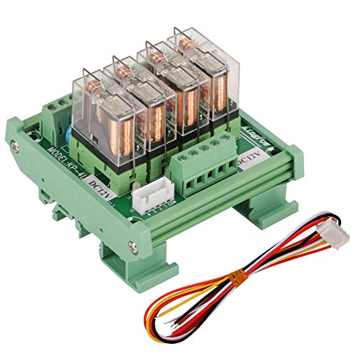 Telituny Relaisbord DC 12V Relais DIN-railmontage 4-kanaals 16A vermogensrelaisinterfacemodule