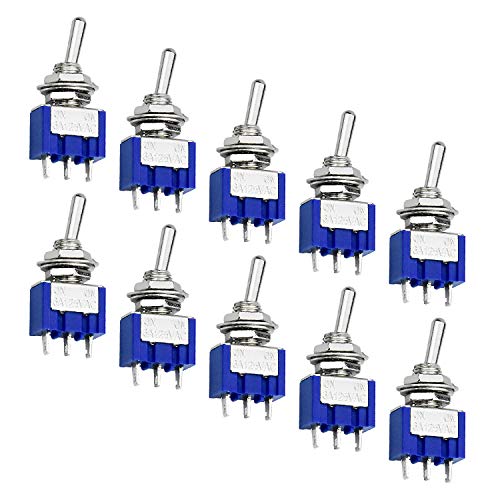 WEKON 10 stuks tuimelschakelaars mini-schakelaar AC 125V 6A ON-ON 3 pinnen 2 posities met metalen hendel, SPDT Toggle Switch enkele aansluiting microschakelaar voor Arduino auto truck miniatuur tuimelschakelaar