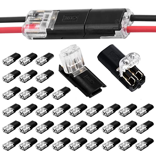 Sporgo Autostekker, steekverbinding, connector, 40 stuks, 2-polige kabelconnector, 18-24AWG kabel-krimpaansluiting, waterdicht, draad-snelsplit-connector, kabelconnector