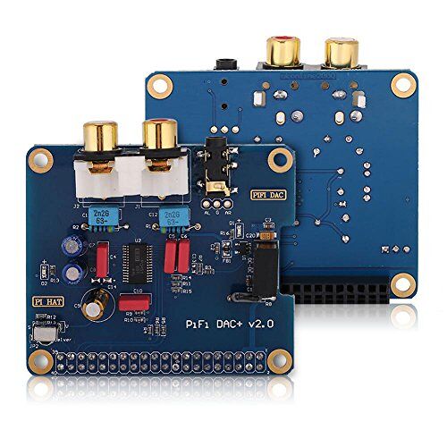 Kafuty HIFI Audio Board voor Raspberry PI, HIFI DAC Versterker Vergulde RCV Dubbele Klem, 3,5 mm jack socket Digitale Audio Card voor Raspberry PI Model 3 B+ / 2B / 3B, Blauw