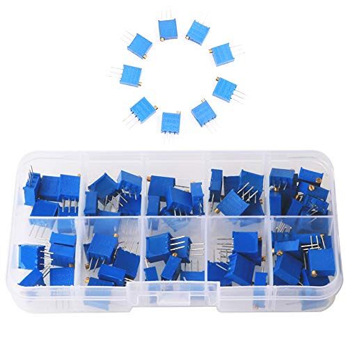 GTIWUNG 60PCS 12Value 100 Ohm tot 500 K Ohm 3296W multischakelaar variabele weerstand potentiometer weerstand variabel met plastic doos