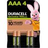 Duracell Oplaadbare AAA-batterijen (4 stuks), 900 mAh NiMH, vooraf opgeladen, onze oplaadbare batterij met de langste levensduur