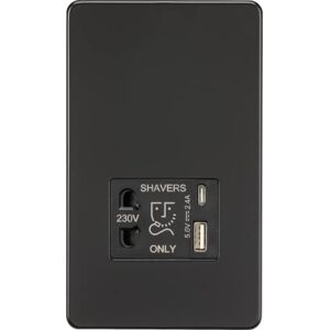 Knightsbridge Scheersokkel - Dual USB - Matzwart - IP41 Knightsbridge Scheersokkel - Dual USB - Matzwart - IP41