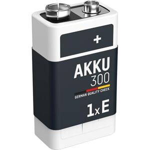 Ansmann 9 V-accu 300 mAh NiMH (1 stuk) oplaadbare 9 Volt E-blokbatterijen, maxE geringe zelfontlading voor jarenlang gebruik Ansmann 9 V-accu 300 mAh NiMH (1 stuk) oplaadbare 9 Volt E-blokbatterijen, maxE geringe zelfontlading voor jarenlang gebruik
