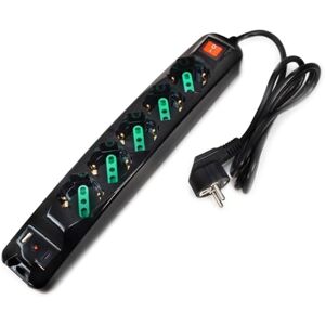 Verlengsnoer Fmp5gigusb - 5 stopcontacten, USB, Schuko, Italië stekker Verlengsnoer Fmp5gigusb - 5 stopcontacten, USB, Schuko, Italië stekker