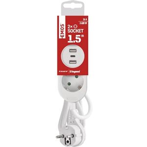 EMOS Stekkerdoos met USB, 2-voudig meervoudige stekkerdoos en 3 x USB-poort, 1,5 meter verlengkabel, 2 x USB-A + 1 x USB-C-aansluiting, max. 3,4 A laadstroom, verhoogde aanraakbeveiliging, IP20 voor EMOS Stekkerdoos met USB, 2-voudig meervoudige stekkerdoos en 3 x USB-poort, 1,5 meter verlengkabel, 2 x USB-A + 1 x USB-C-aansluiting, max. 3,4 A laadstroom, verhoogde aanraakbeveiliging, IP20 voor