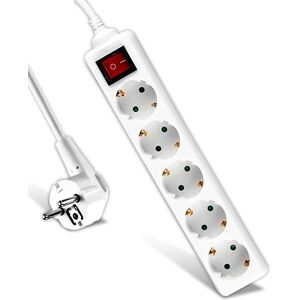 V-TAC Stekkerdoos met 5 stopcontacten met schakelaar en kabel, 1,5 m, stekkerdoos met 5 stopcontacten, 16 A, Shuko voor thuis, kantoor, winkel, garage, 250 V, elektrisch, compact en praktisch, wit V-TAC Stekkerdoos met 5 stopcontacten met schakelaar en kabel, 1,5 m, stekkerdoos met 5 stopcontacten, 16 A, Shuko voor thuis, kantoor, winkel, garage, 250 V, elektrisch, compact en praktisch, wit