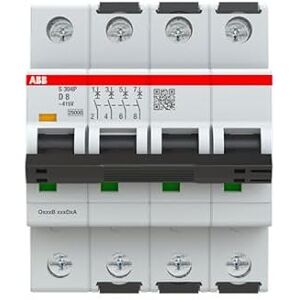 ABB S304 stroomonderbreker type D, Pol 4 8A 415V, uitschakelvermogen 100 kA ABB S304 stroomonderbreker type D, Pol 4 8A 415V, uitschakelvermogen 100 kA