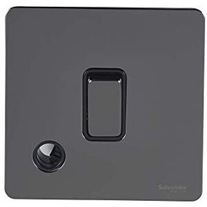 Schneider Electric GU2413BBN Ultimate schroefloze platte plaat, 2-polige schakelaar, 1 versnelling, zwart nikkel Schneider Electric GU2413BBN Ultimate schroefloze platte plaat, 2-polige schakelaar, 1 versnelling, zwart nikkel