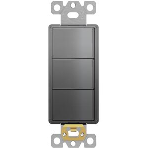 ENERLITES Elite Series Triple Decorator Schroefloze Muurplaat, Combinatie Paddle Schakelaar, Grond Terminal, Eenpolig, Residentiële Grade, 15A 120V-277V, 62755-SG, Space Gray ENERLITES Elite Series Triple Decorator Schroefloze Muurplaat, Combinatie Paddle Schakelaar, Grond Terminal, Eenpolig, Residentiële Grade, 15A 120V-277V, 62755-SG, Space Gray