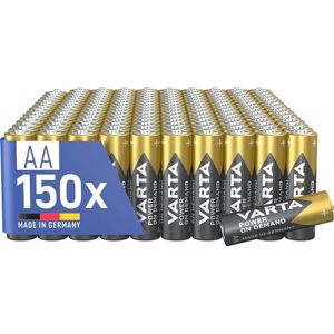 Varta Batterijen AA, verpakking van 150, Power on Demand, Alkaline, 1,5V, opslagpakket, flexibel, krachtig, voor computeraccessoires, Smart Home apparaten, Made in Germany Varta Batterijen AA, verpakking van 150, Power on Demand, Alkaline, 1,5V, opslagpakket, flexibel, krachtig, voor computeraccessoires, Smart Home apparaten, Made in Germany