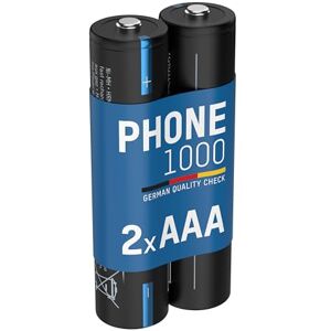Ansmann Telefoon batterij Micro AAA, min. 950 mAh 1,2 V, 2 stuks, oplaadbaar, krachtig, ideaal voor DECT-telefoon, draadloze telefoon, babyfoon, reservebatterij Ansmann Telefoon batterij Micro AAA, min. 950 mAh 1,2 V, 2 stuks, oplaadbaar, krachtig, ideaal voor DECT-telefoon, draadloze telefoon, babyfoon, reservebatterij