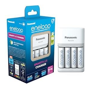 eneloop Panasonic K-KJ55MCD40E SmartPlus lader, voor 1-4 AA/AAA Ni-MH-batterijen met 4 ledlampjes & 10 veiligheidsfuncties, 4 AA/Mignon-batterijen, verbeterde capaciteit van min.2000 mAh,blauw eneloop Panasonic K-KJ55MCD40E SmartPlus lader, voor 1-4 AA/AAA Ni-MH-batterijen met 4 ledlampjes & 10 veiligheidsfuncties, 4 AA/Mignon-batterijen, verbeterde capaciteit van min.2000 mAh,blauw