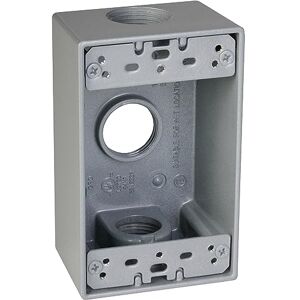 TayMac SB375S weerbestendige doos, 1-bang, (3) 3/4-inch stopcontacten, grijs TayMac SB375S weerbestendige doos, 1-bang, (3) 3/4-inch stopcontacten, grijs