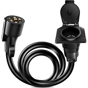 Nilight 50050R 7-Way Trailer Plug Socket Extension Cable 3FT Long 10-14 AWG Double-Prong Copper Terminals/Wires for 7-Blade Trailer Wiring Connector Cord, 2 Years Warranty Nilight 50050R 7-Way Trailer Plug Socket Extension Cable 3FT Long 10-14 AWG Double-Prong Copper Terminals/Wires for 7-Blade Trailer Wiring Connector Cord, 2 Years Warranty