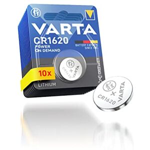 Varta Batterijen Knoopcellen CR1620, verpakking van 10, Power on Demand, Lithium, 3V, kindveilige verpakking, voor Smart Home apparaten, autosleutels en andere toepassingen Varta Batterijen Knoopcellen CR1620, verpakking van 10, Power on Demand, Lithium, 3V, kindveilige verpakking, voor Smart Home apparaten, autosleutels en andere toepassingen