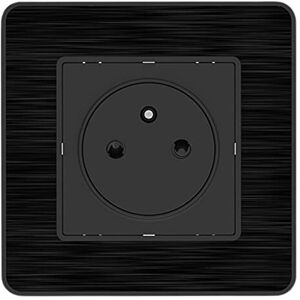 Inbouwstopcontact Zenitech Kouro - 2P+T 16A, Zwart, Geborsteld staal Inbouwstopcontact Zenitech Kouro - 2P+T 16A, Zwart, Geborsteld staal