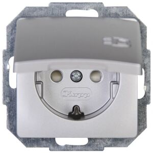 Kopp Paris wandcontactdoos met randaarde, met deksel en verhoogde contactbeveiliging, zilverkleurig, 920820085 Kopp Paris wandcontactdoos met randaarde, met deksel en verhoogde contactbeveiliging, zilverkleurig, 920820085