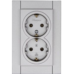 Kopp Athenis Staal 2-Gang Stopcontact - Elektrisch Stopcontact Kopp Athenis Staal 2-Gang Stopcontact - Elektrisch Stopcontact