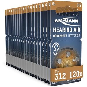 Ansmann Gehoorapparaatbatterijen type 312 bruin P312 ZL3 PR41, 120 stuks, zink lucht 1,4 V, gehoorapparaatbatterij gemakkelijk vast te pakken Ansmann Gehoorapparaatbatterijen type 312 bruin P312 ZL3 PR41, 120 stuks, zink lucht 1,4 V, gehoorapparaatbatterij gemakkelijk vast te pakken