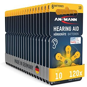 Ansmann Gehoorapparaat batterijen type 10 (120 stuks) knoopcellen voor gehoorapparaten P10 PR70 ZL4 platte batterijen voor gehoorapparaat geel Ansmann Gehoorapparaat batterijen type 10 (120 stuks) knoopcellen voor gehoorapparaten P10 PR70 ZL4 platte batterijen voor gehoorapparaat geel