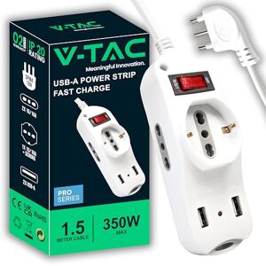 V-TAC Stekkerdoos met 3 stopcontacten + 2 USB en schakelaar – 2 zijdelingse stopcontacten 10/16 A bypass en een voorzijde 10/16 A bypass Schuko + 2 USB-poorten – stopcontact voor thuis, kantoor, V-TAC Stekkerdoos met 3 stopcontacten + 2 USB en schakelaar – 2 zijdelingse stopcontacten 10/16 A bypass en een voorzijde 10/16 A bypass Schuko + 2 USB-poorten – stopcontact voor thuis, kantoor,