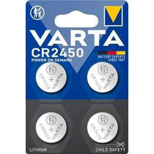 Varta Batterijen knoopcellen CR2450, 4 stuks, power on demand, lithium, 3 V, kindveilige verpakking, voor Smart Home-apparaten, autosleutels en andere toepassingen Varta Batterijen knoopcellen CR2450, 4 stuks, power on demand, lithium, 3 V, kindveilige verpakking, voor Smart Home-apparaten, autosleutels en andere toepassingen