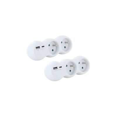 CHACON - 47002 - 2x16A USB-A USB-C - Wit CHACON - 47002 - 2x16A USB-A USB-C - Wit