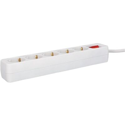 Unitec Stekkerdoos met 5 stopcontacten en schakelaar, 3 m, wit Unitec Stekkerdoos met 5 stopcontacten en schakelaar, 3 m, wit