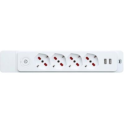 ROSI Model RS8412UB Verlengsnoer - 4 Stopcontacten, 2 USB, Wit ROSI Model RS8412UB Verlengsnoer - 4 Stopcontacten, 2 USB, Wit