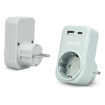 Garza – 3-in-1 stopcontactadapter met 1 schuko-aansluiting + 1 USB-A QC3.0 + 1 USB-C PD20 W, snel opladen 20 W, kinderbeveiliging, 3680 W, draagbaar en veilig, grijs Garza – 3-in-1 stopcontactadapter met 1 schuko-aansluiting + 1 USB-A QC3.0 + 1 USB-C PD20 W, snel opladen 20 W, kinderbeveiliging, 3680 W, draagbaar en veilig, grijs