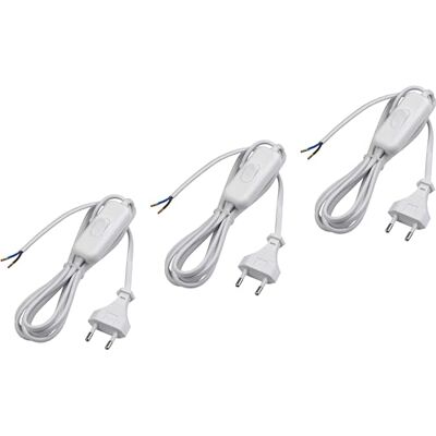Meister Euro-voedingskabel met schakelaar 2 meter wit 3 stuks in praktische set kunststof kabel H03VVH2-F2X0,75-2 aders IP20 / aansluitkabel met eurostekker/aansluitkabel / 7442560 Meister Euro-voedingskabel met schakelaar 2 meter wit 3 stuks in praktische set kunststof kabel H03VVH2-F2X0,75-2 aders IP20 / aansluitkabel met eurostekker/aansluitkabel / 7442560