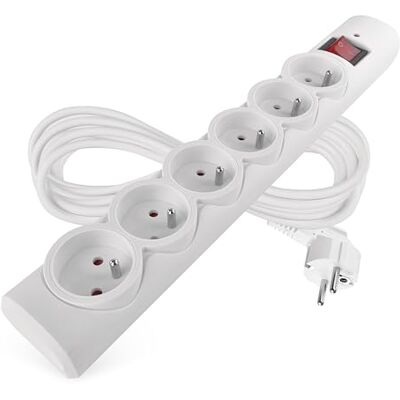 EMOS Overspanningsbeveiliging stekkerdoos met LED-display, 6-voudig, 5 m kabel 6 Franse stopcontacten voor binnen max. belasting 2300W / 10A PVC wit EMOS Overspanningsbeveiliging stekkerdoos met LED-display, 6-voudig, 5 m kabel 6 Franse stopcontacten voor binnen max. belasting 2300W / 10A PVC wit