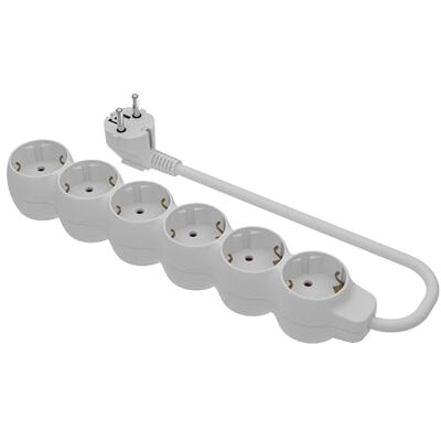 Simon Meervoudige stekkerdoos, platte stekkerdoos, 6 stopcontacten met 16 A, stekkerdoos met aarding, 1,5 m kabel, wit Simon Meervoudige stekkerdoos, platte stekkerdoos, 6 stopcontacten met 16 A, stekkerdoos met aarding, 1,5 m kabel, wit