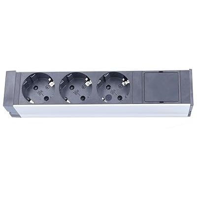 as - Schwabe as Schwabe 10 inch aluminium stekkerdoos, 3-voudig, zonder kabel, met houders, 230 V/16 A/3500 W, voor serverkasten, zwart/zilver, IP20 as - Schwabe as Schwabe 10 inch aluminium stekkerdoos, 3-voudig, zonder kabel, met houders, 230 V/16 A/3500 W, voor serverkasten, zwart/zilver, IP20