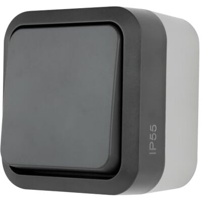 REV AquaStorm uit-/omschakelaar, IP55, antraciet Oppervlaktemontage, ideaal voor binnen en buiten, 230 V, 10 A REV AquaStorm uit-/omschakelaar, IP55, antraciet Oppervlaktemontage, ideaal voor binnen en buiten, 230 V, 10 A