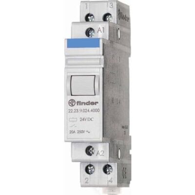 Finder 222390244000PAS installatiebeschermer, 24 VDC, 1 slot, 1 opener, 20 A, contactmateriaal: AgSnO2 Finder 222390244000PAS installatiebeschermer, 24 VDC, 1 slot, 1 opener, 20 A, contactmateriaal: AgSnO2