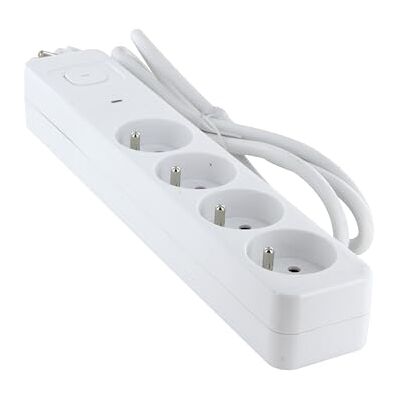 CHACON Stekkerdoos 4 x 16 A met kabel 1,5 m, overspanningsbeveiliging, platte stekker, 30% gerecycled kunststof CHACON Stekkerdoos 4 x 16 A met kabel 1,5 m, overspanningsbeveiliging, platte stekker, 30% gerecycled kunststof