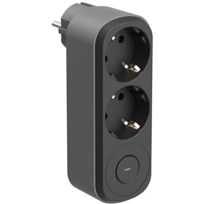 Electraline 55106 Prima Dubbele Adapter 2 Stopcontacten 16A (2P+A) Schuko Voorzijde, met AAN/UIT-schakelaar, Stekkerdoos met 2 Schuko-stopcontacten, Zwart/Grijs Electraline 55106 Prima Dubbele Adapter 2 Stopcontacten 16A (2P+A) Schuko Voorzijde, met AAN/UIT-schakelaar, Stekkerdoos met 2 Schuko-stopcontacten, Zwart/Grijs