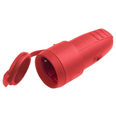 Meister Veiligheidscontactkoppeling rubber/kunststof rood 250 V 16 A maximale kabeldoorsnede 2,5 mm² IP44 buiten centrale invoer/Schuko-koppeling met knikbescherming/7422470 Meister Veiligheidscontactkoppeling rubber/kunststof rood 250 V 16 A maximale kabeldoorsnede 2,5 mm² IP44 buiten centrale invoer/Schuko-koppeling met knikbescherming/7422470