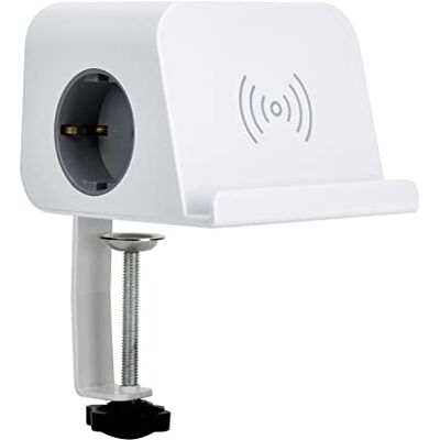 Simon Combiflat-stopcontact, meervoudig stopcontact met 2 Schuko-stopcontacten 16 A, 250 V + 2 USB A + 2 USB C, intelligent opladen en draadloos, inclusief houder voor bevestiging, wit Simon Combiflat-stopcontact, meervoudig stopcontact met 2 Schuko-stopcontacten 16 A, 250 V + 2 USB A + 2 USB C, intelligent opladen en draadloos, inclusief houder voor bevestiging, wit
