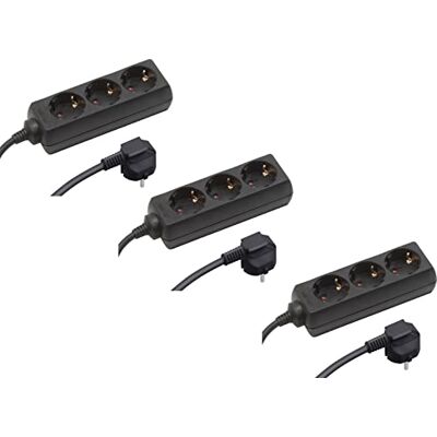 Meister Tido 7430540 Stekkerdoos, 3-voudig, 3-delige set, 3 m kabel, zwart, IP20, voor binnen, stekkerdoos, meervoudig stopcontact, tafelstopcontact, 3-voudig Meister Tido 7430540 Stekkerdoos, 3-voudig, 3-delige set, 3 m kabel, zwart, IP20, voor binnen, stekkerdoos, meervoudig stopcontact, tafelstopcontact, 3-voudig